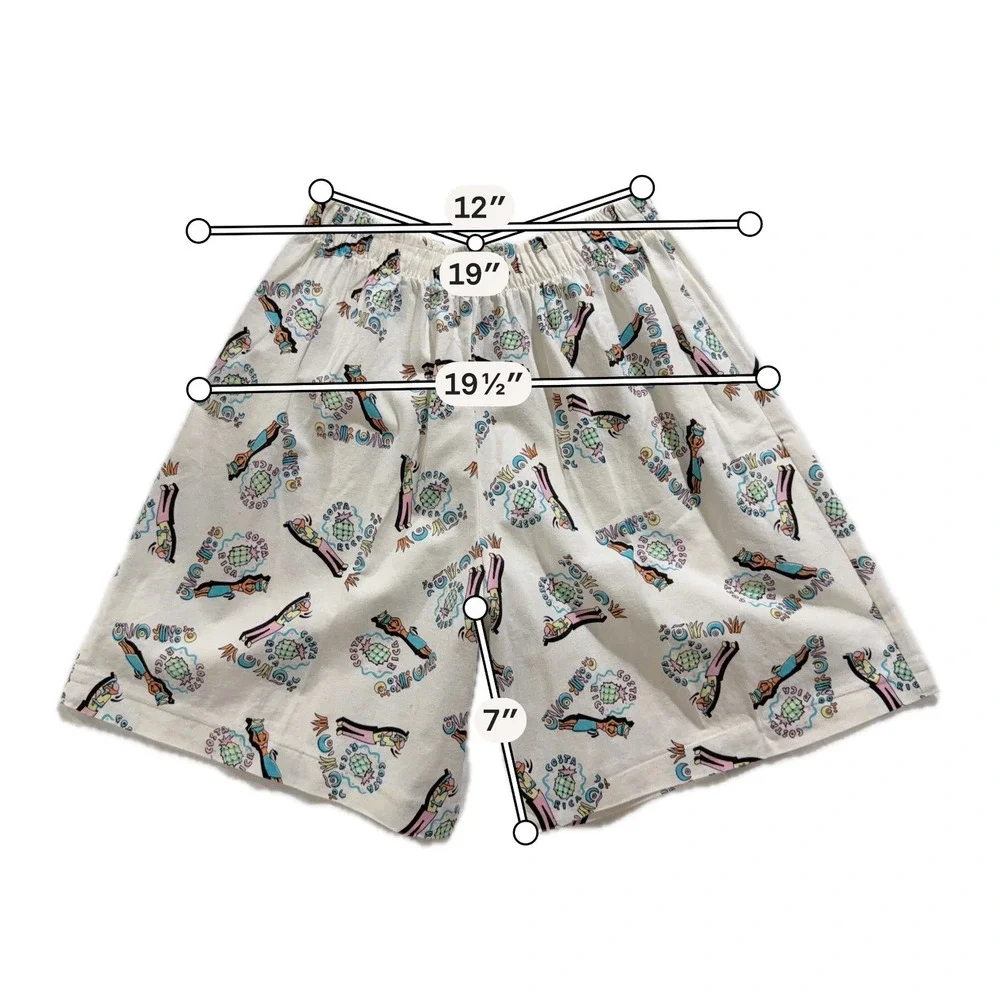 KWBL Los Angeles Costa Rica Print Elastic Waist Shorts White Multicolor Size L